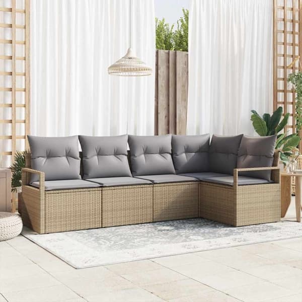vidaXL Soffset 5 st Beige konstrotting Beige