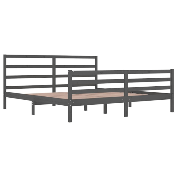 vidaXL Sängram grå massiv furu 200x200 cm Grå