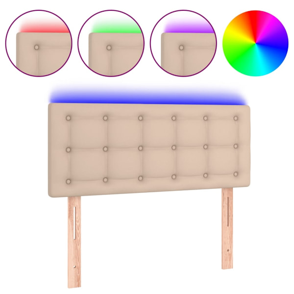vidaXL Sänggavel LED cappuccino 90x5x78/88 cm konstläder Brun