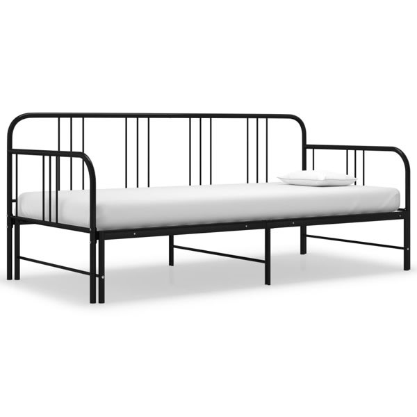 vidaXL Utdragbar sängram bäddsoffa svart metall 90x200 cm Svart