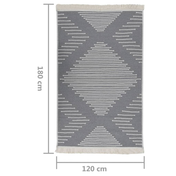 vidaXL Matta mörkgrå 120x180 cm bomull grå