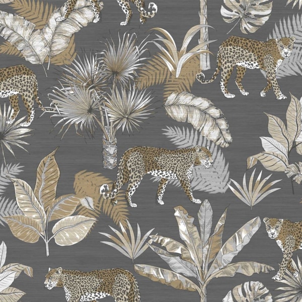 DUTCH WALLCOVERINGS Tapet leopard grå och beige multifärg