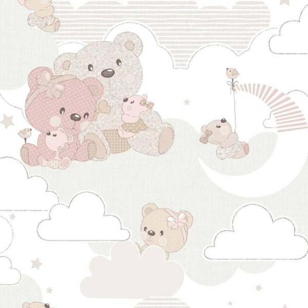 Noordwand Tapet Mondo baby Hug Bears rosa och beige Rosa