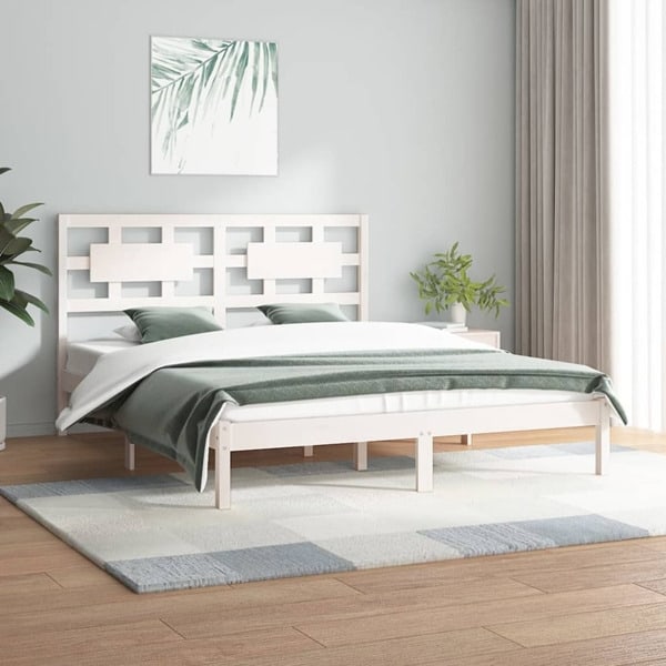vidaXL Sängram vit massiv furu 120x200 cm enkelsäng Vit