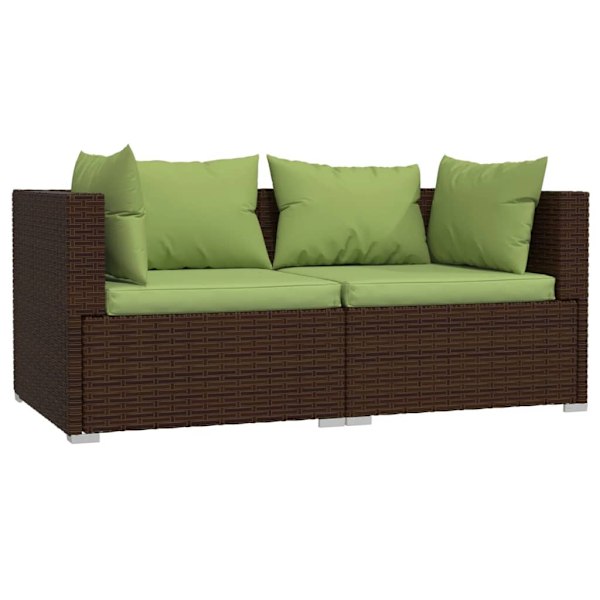 vidaXL Soffa 2-sits med dynor konstrotting brun Brun
