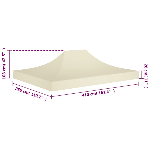 vidaXL Tak till partytält 4x3 m gräddvit 270 g/m² Creme