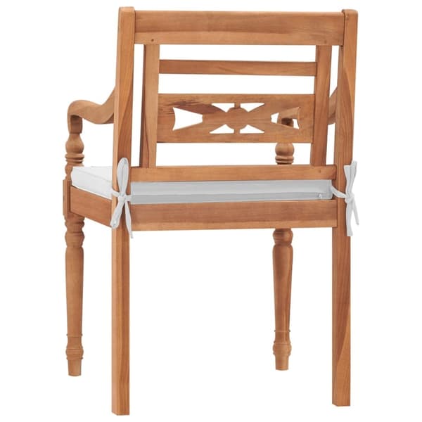 vidaXL Bataviastolar 2 st med dynor massiv teak Vit