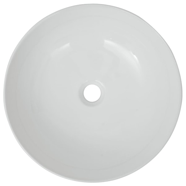 vidaXL Handfat i keramik 41,5x13,5 cm rund vit Vit