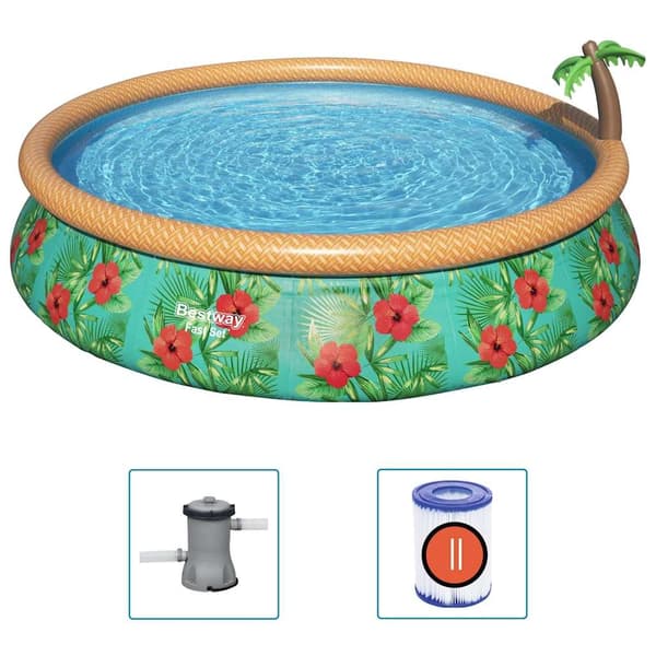 Bestway Poolset Fast Set Inflatable Paradise Palms 457x84 cm Flerfärgsdesign