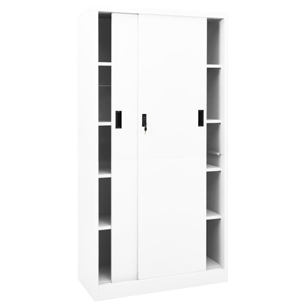 vidaXL Dokumentskåp med skjutdörr vit 90x40x180 cm stål Vit