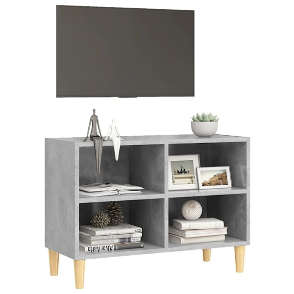 vidaXL TV-bänk med massiva ben grå 69,5x30x50 cm grå