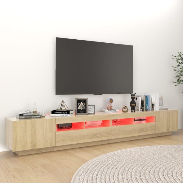 vidaXL TV-bänk med LED-belysning sonoma-ek 260x35x40 cm Brun