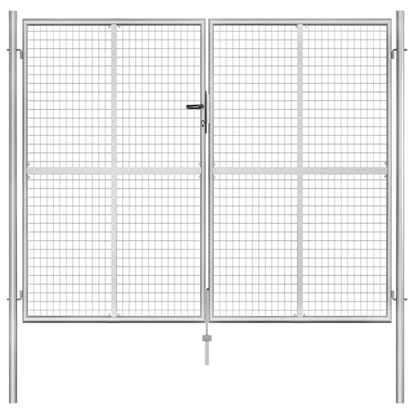vidaXL Trädgårdsgrind galvaniserat stål 306x200 cm silver Silver