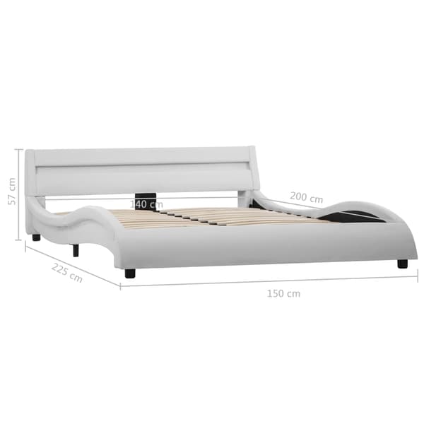 vidaXL Sängram med LED vit konstläder 140x200 cm Vit