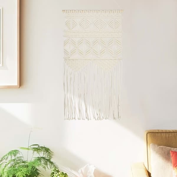 vidaXL Väggbonad makramé 40x80 cm bomull Creme