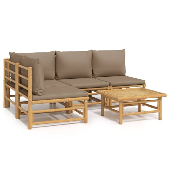 vidaXL Loungegrupp 5 delar taupe dynor bambu Brun