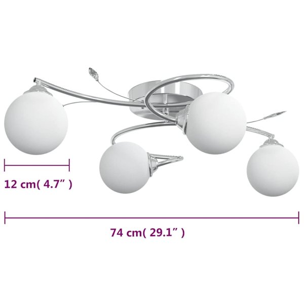 vidaXL Taklampa med runda lampor för 4 G9 LED-lampor Vit