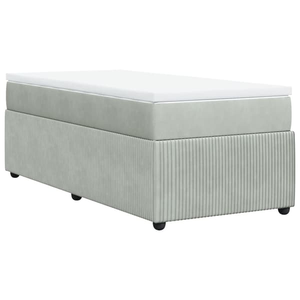 vidaXL Ramsäng med madrass ljusgrå 80x200 cm sammet Grå