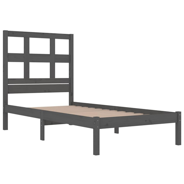 vidaXL Sängram grå massiv furu 90x200 cm Grå