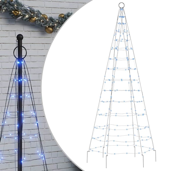 vidaXL LED julgran på flaggstång 200 LED blå 180 cm Blå