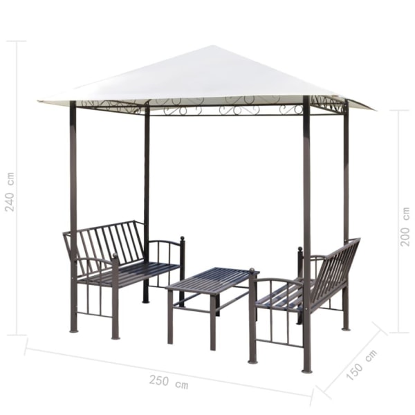 vidaXL Trädgårdspaviljong med bord och bänkar 2,5 x 1,5 x 2,4 m Vit