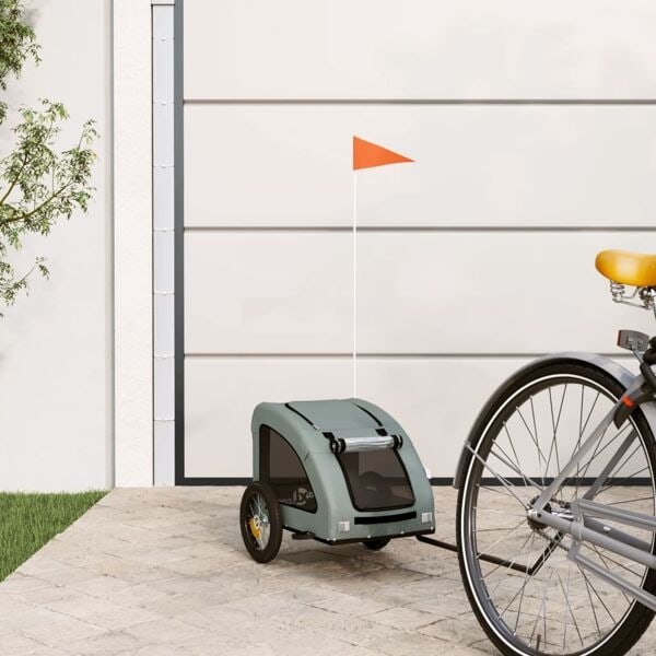 vidaXL Cykelvagn för djur grå oxfordtyg och järn Grå