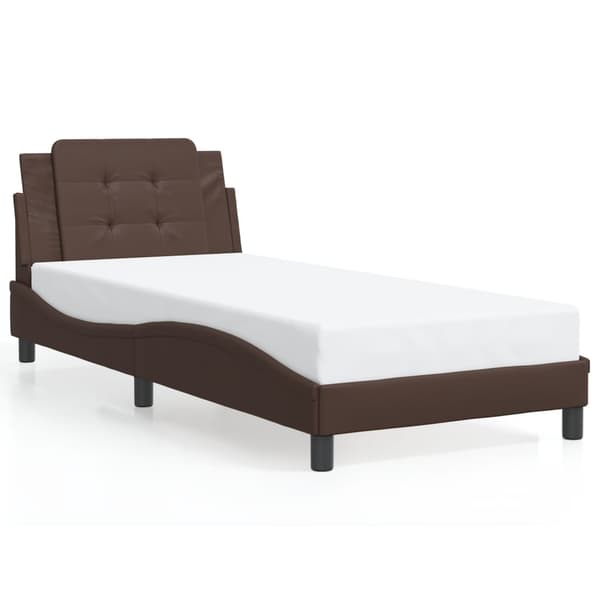 vidaXL Sängram med LED-belysning brun 100x200 cm konstläder Brun