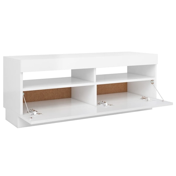 vidaXL TV-bänk med LED-belysning vit högglans 100x35x40 cm Vit