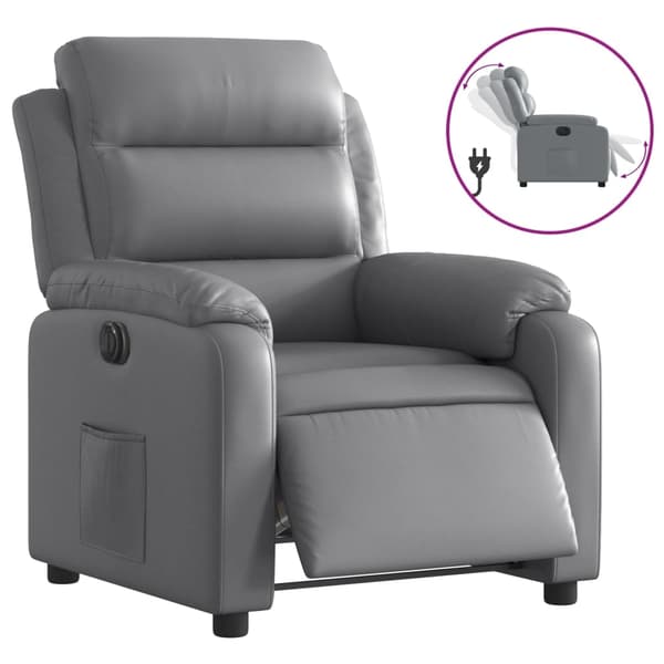 vidaXL Elektrisk reclinerfåtölj grå konstläder Grå