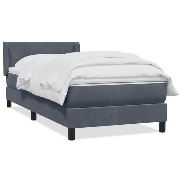 vidaXL Resårsäng med madrass mörkgrå 90x220 cm sammet Grå