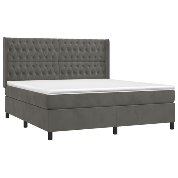 vidaXL Ramsäng med madrass mörkgrå 180x200 cm sammet Grå