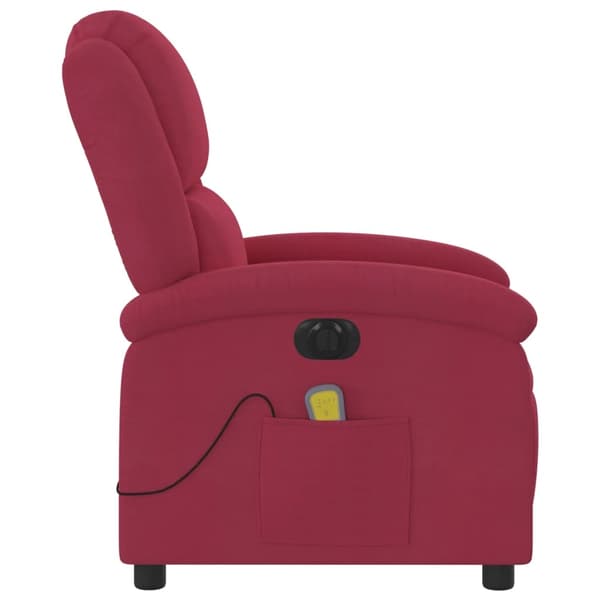 vidaXL Elektrisk massagefåtölj vinröd sammet Röd