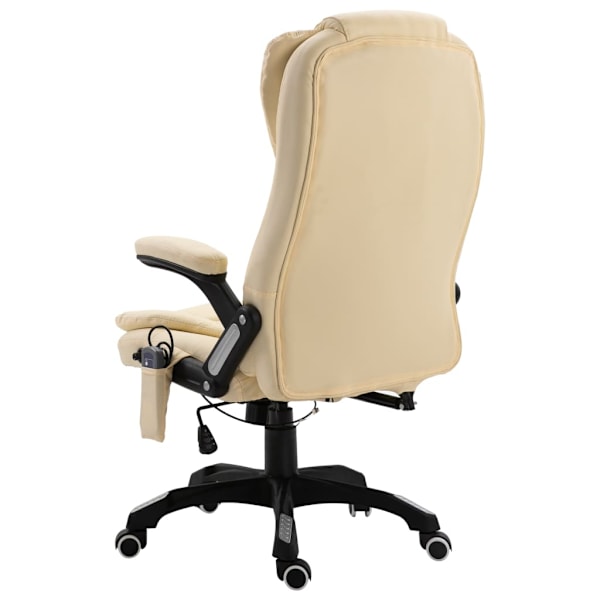 vidaXL Massagekontorsstol gräddvit konstläder Creme
