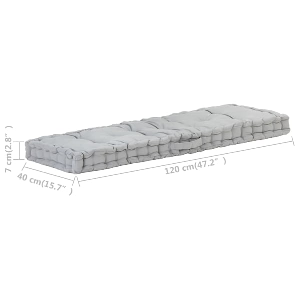 vidaXL Dyna till pallsoffa bomull 120x40x7 cm grå grå