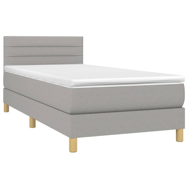 vidaXL Ramsäng med madrass ljusgrå 90x190 cm tyg Grå