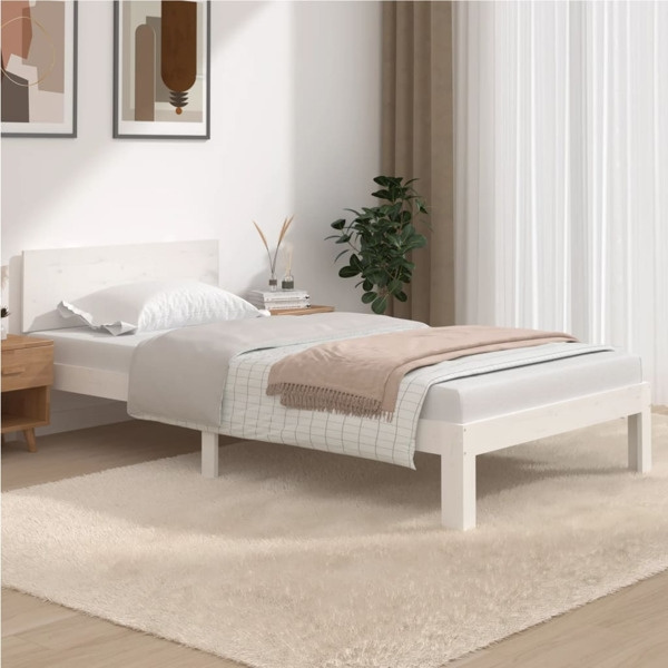 vidaXL Sängram vit massiv furu 100x200 cm Vit