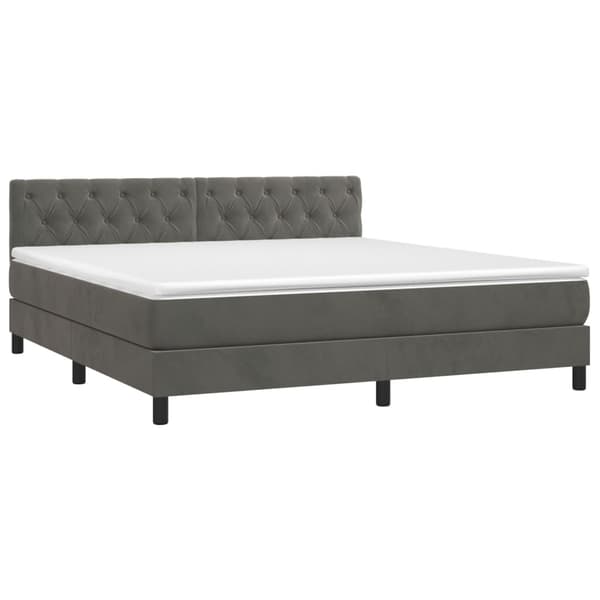 vidaXL Ramsäng med madrass mörkgrå 160x200 cm sammet Grå