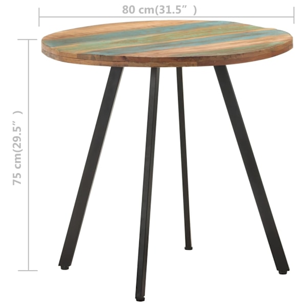 vidaXL Matbord 80 cm massivt återvunnet trä multifärg