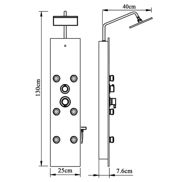 vidaXL Duschpanel glas 25x47,5x130 cm vit Vit