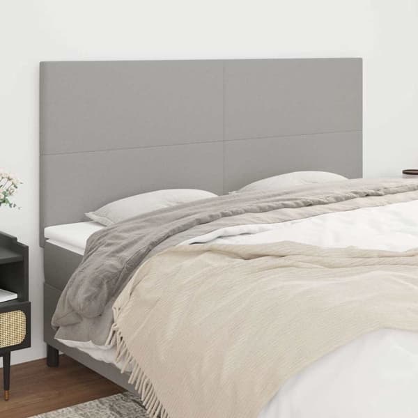 vidaXL Sänggavel ljusgrå 200x5x118/128 cm tyg Grå