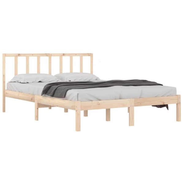 vidaXL Sängram massiv furu 140x190 cm Brun