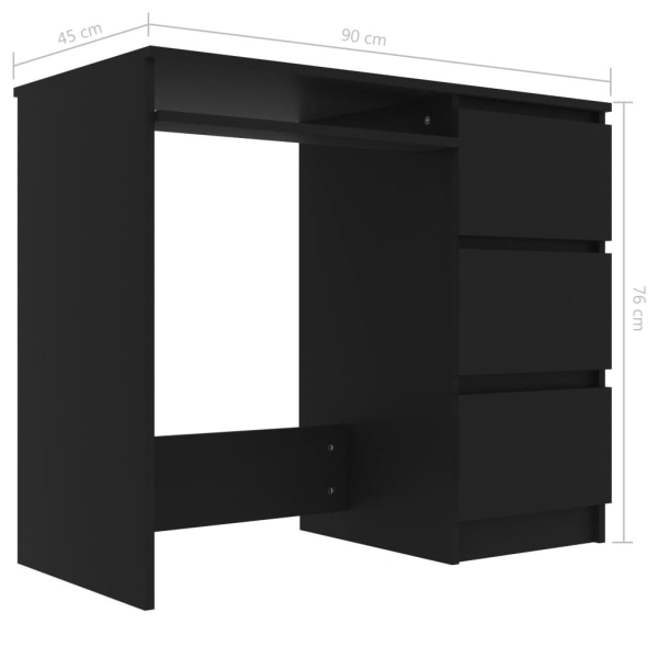 vidaXL Skrivbord svart 90x45x76 cm konstruerat trä Svart