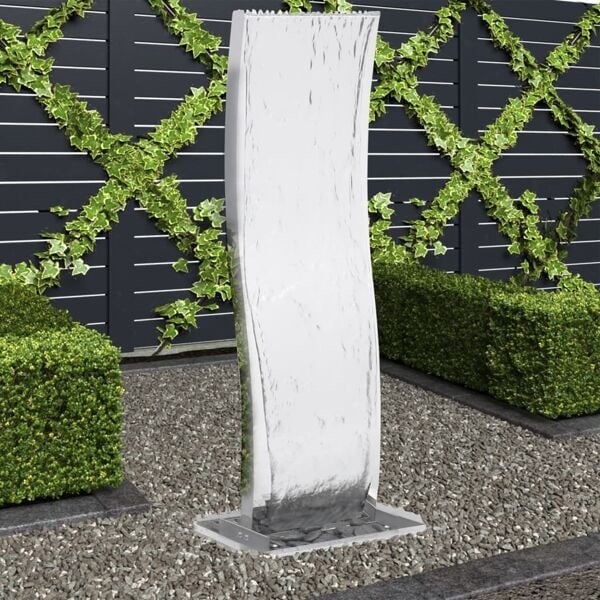 vidaXL Trädgårdsfontän med pump rostfritt stål 130 cm S-formad Silver