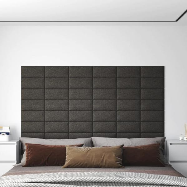 vidaXL Väggpaneler 12 st mörkgrå 30x15 cm tyg 0,54 m² Grå