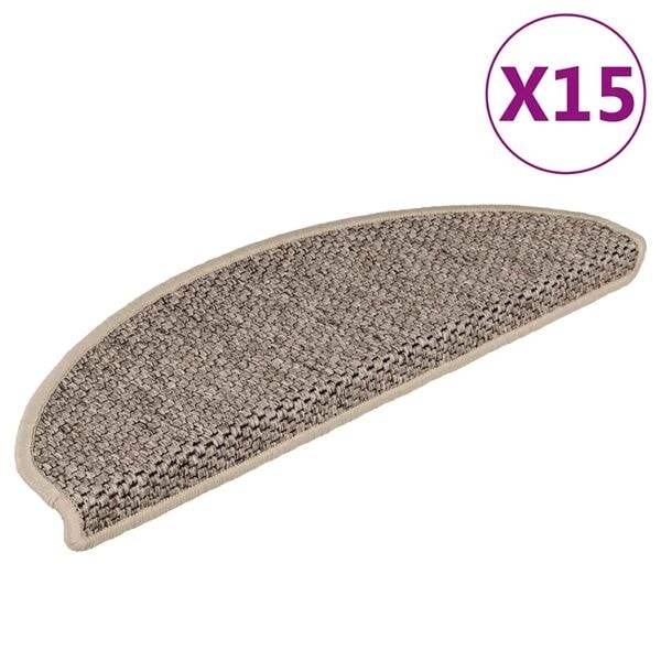 vidaXL Trappstegsmattor självhäftande sisal 15 st 65x21x4 cm mörkbeige Beige