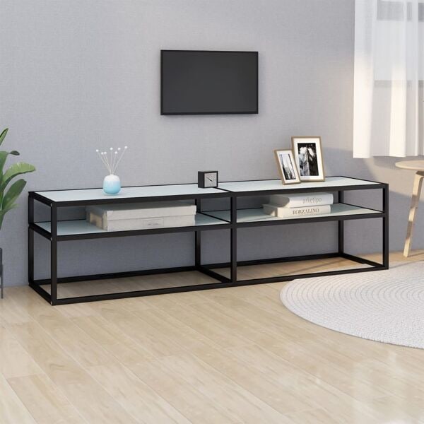 vidaXL Tv-bänk vit marmor 160x40x40,5 cm härdat glas Vit