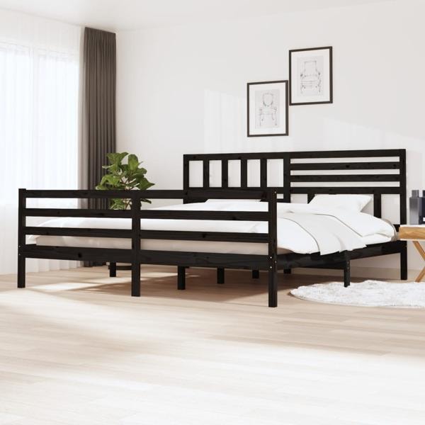 vidaXL Sängram svart massivt trä 200x200 cm Svart