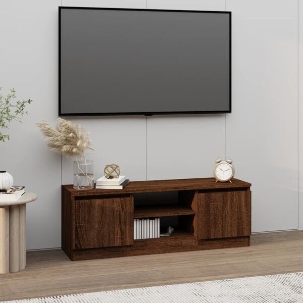 vidaXL TV-bänk med dörr Brun ek 102x30x36 cm Brun