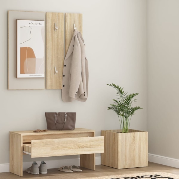 vidaXL Hallmöbler set sonoma-ek konstruerat trä Beige