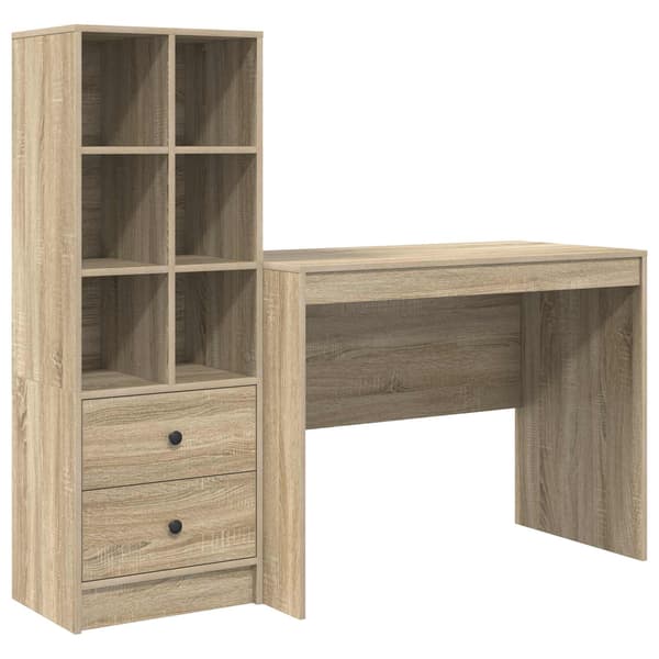 vidaXL Skrivbord med låda 2 pcs Sonoma-ek Brun